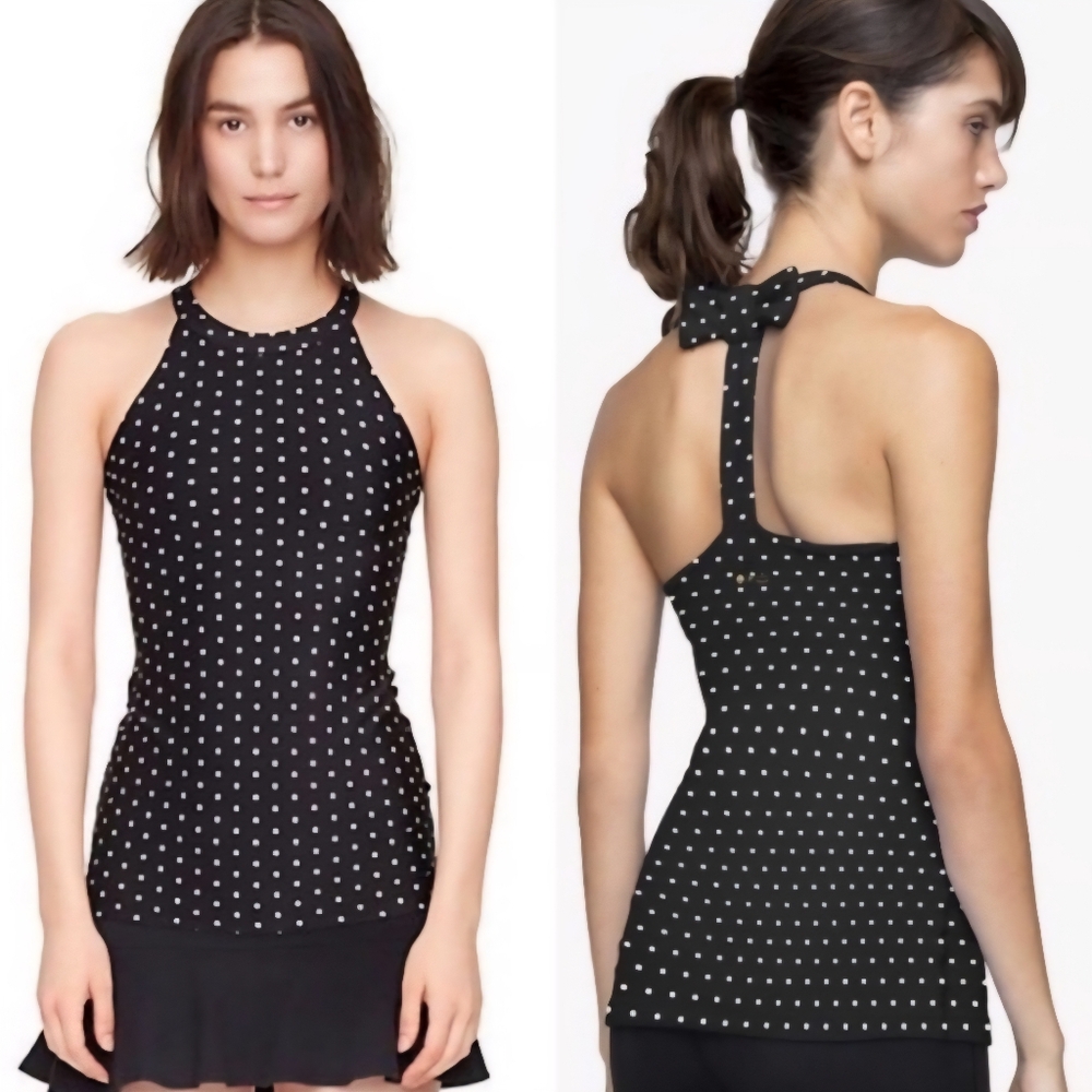 Kate Spade X Beyond Yoga Black & White Bow Detail Halter Athletic Tank Small